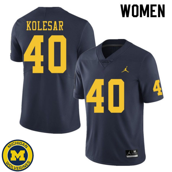 Women Michigan Wolverines #40 Caden Kolesar Navy Player Jersey